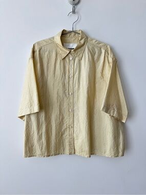 Jil Sander+ Pale Yellow Square Cut Oversized Half Sleeve Button Up Shirt - Sz XS